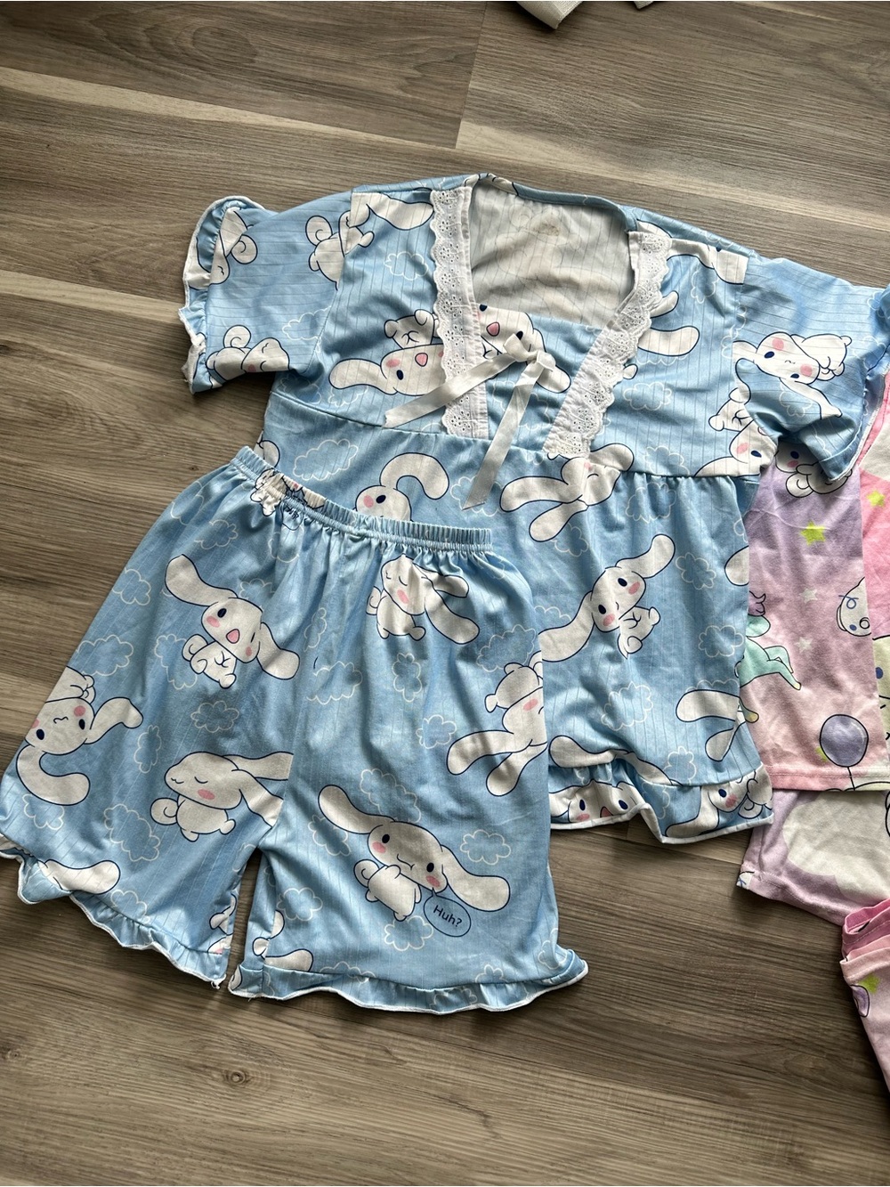 Sanrio Cinnamolroll Kids Blue Pajama Set with Lace Trim